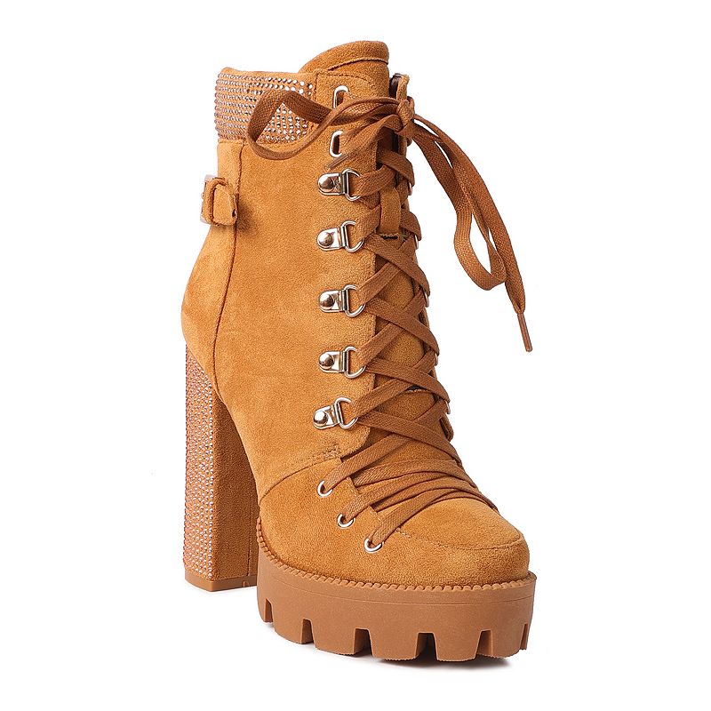 London Rag Birch Diamante Women's Platform Ankle Boots,