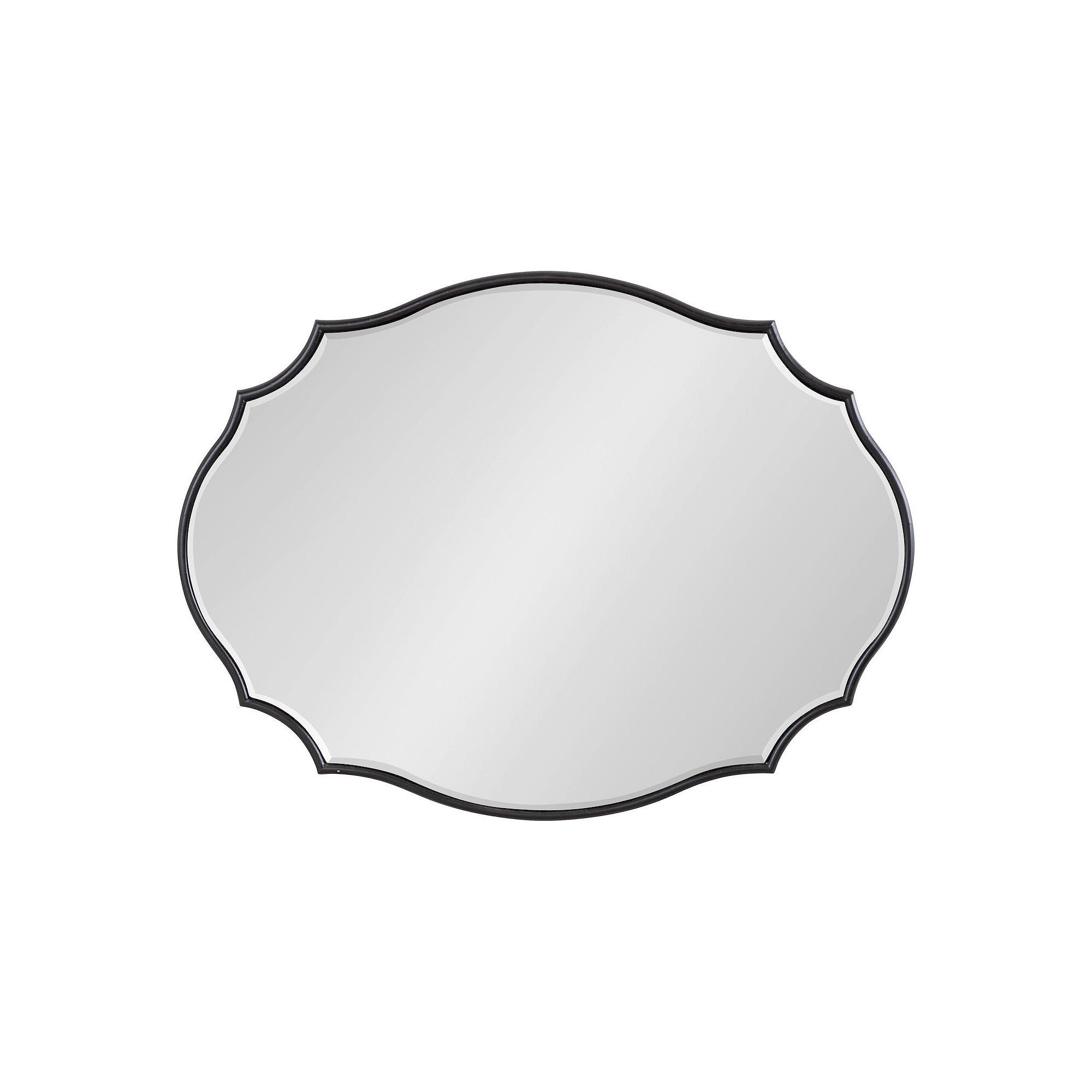 Kate and Laurel Leanna Scalloped Oval Wall Mirror, Black