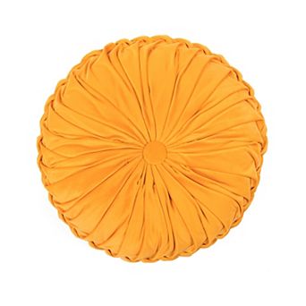 Lush Decor Round Pleated Soft Velvet Decorative Pillow