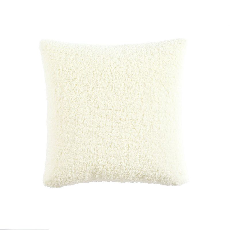 Soft Fluffy Sherpa Throw Pillow Decorative Cushion, Beige, 18 x 18