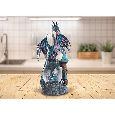 FC Design 8"H Blue and Purple Dragon on Castle with Baby Dragon Snow Globe Statue Fantasy Decoration Figurine Home Room Decor