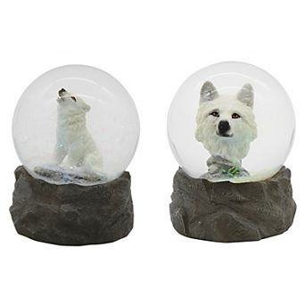 FC Design 4"H 2 pc Snow Wolf Glitter Snow Globe Set Statue Decoration Figurine Home Room Decor