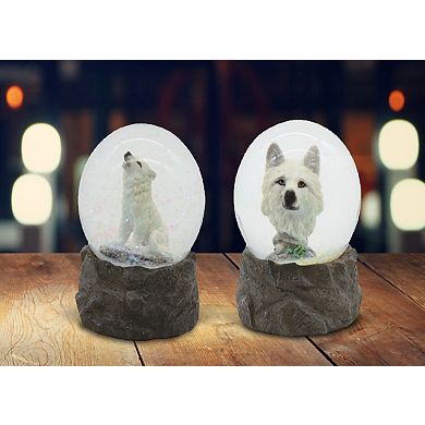 FC Design 4"H 2-PC Snow Wolf Glitter Snow Globe Set Statue Decoration Figurine Home Room Decor