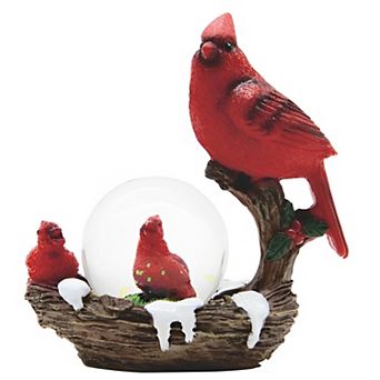 FC Design 4.25"H Red Northern Cardinal with Baby Bird Glitter Snow Globe Statue Decoration Figurine Home Room Decor