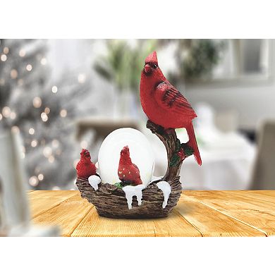FC Design 4.25"H Red Northern Cardinal with Baby Bird Glitter Snow Globe Statue Decoration Figurine Home Room Decor