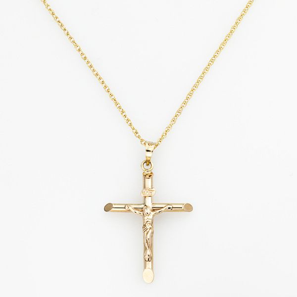 Gold necklace hot sale and cross