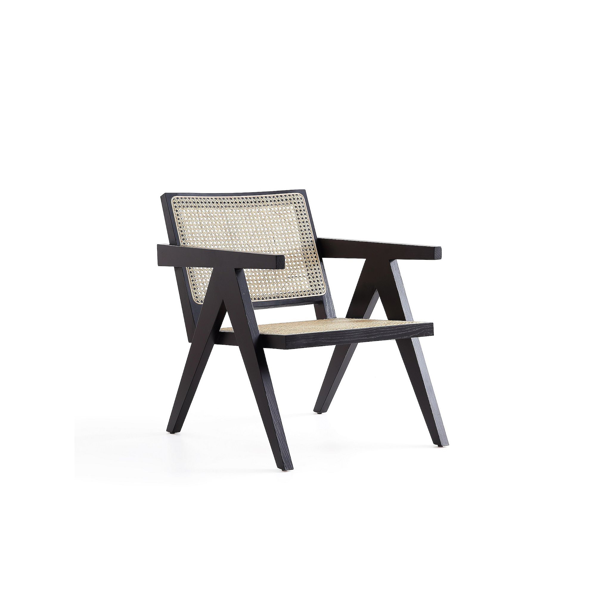 MANHATTAN COMFORT Hamlet Accent Chair, Black Natural Cane