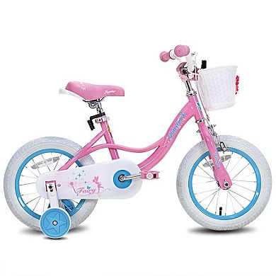 Joystar Fairy 12 In Kids Bike w/ Training Wheels for Ages 2 to 4, Pink and Blue