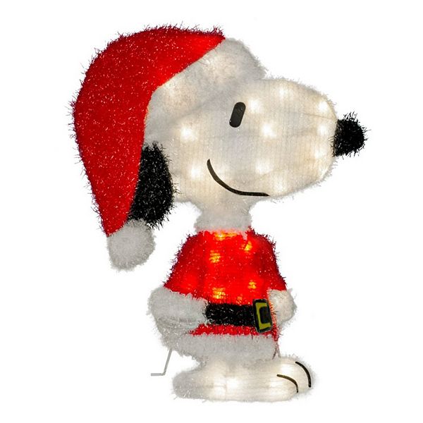 ProductWorks 18 Inch Pre-Lit LED Snoopy Santa Indoor/Outdoor Holiday ...