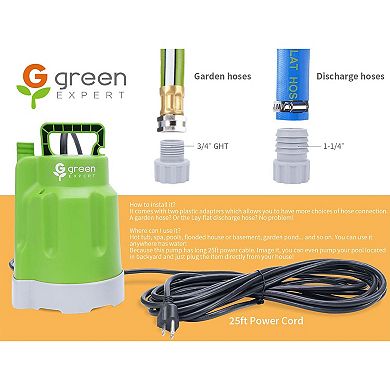 G green EXPERT 0.25 HP Submersible Utility Pump for Household Water Removal