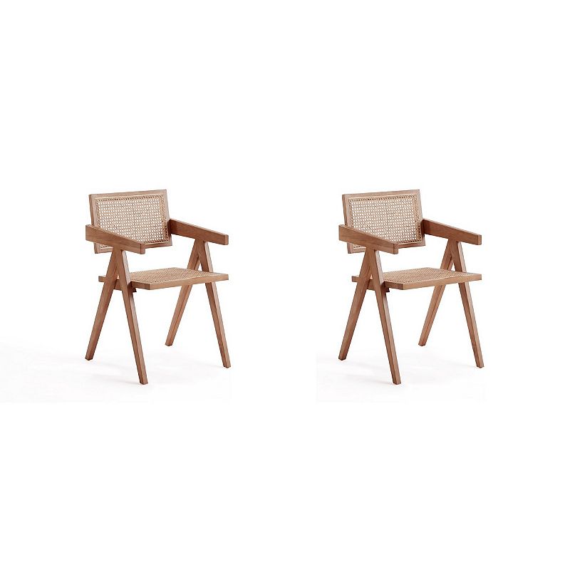 MANHATTAN COMFORT Hamlet Dining Arm Chair 2-piece Set, Nature