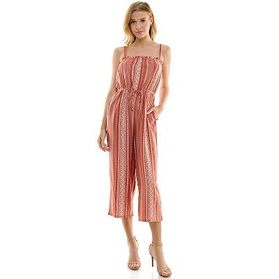 Juniors Lily Rose Cropped Tie Waist Jumpsuit