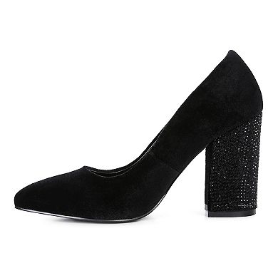 Rag & Co Cyber Girl Velvet Women's Block Heel Pumps