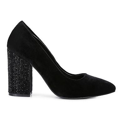 Rag & Co Cyber Girl Velvet Women's Block Heel Pumps