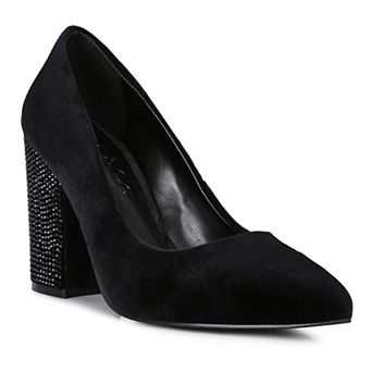 Rag & Co Cyber Girl Velvet Women's Block Heel Pumps