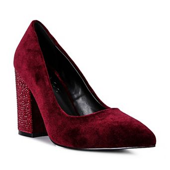 Rag & Co Cyber Girl Velvet Women's Block Heel Pumps