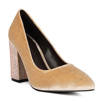 Rag & Co Cyber Girl Velvet Women's Block Heel Pumps