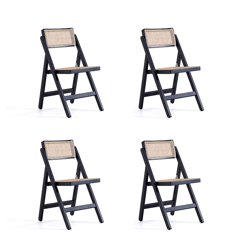 MANHATTAN COMFORT Pullman Folding Dining Chair 4-piece Set, Black