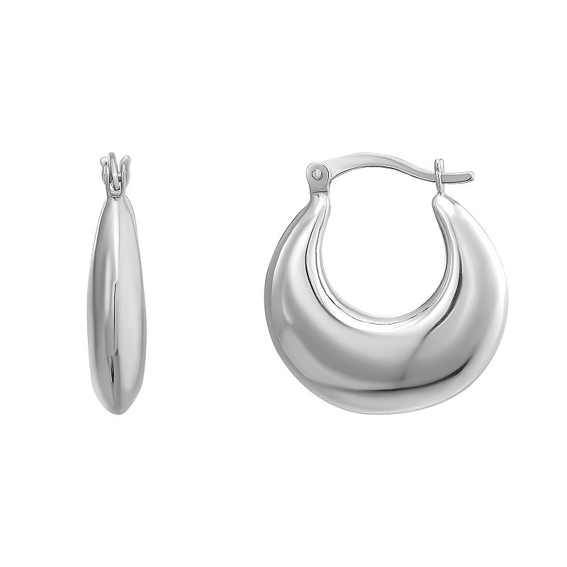 Argento Forte Platinum Over Silver Puffed Hoop Earrings, Womens, White