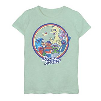 Girls 7-16 Sesame Street Groupshot Circle Logo Tee