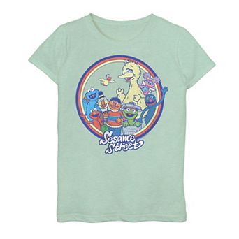 Girls 7-16 Sesame Street Groupshot Circle Logo Tee