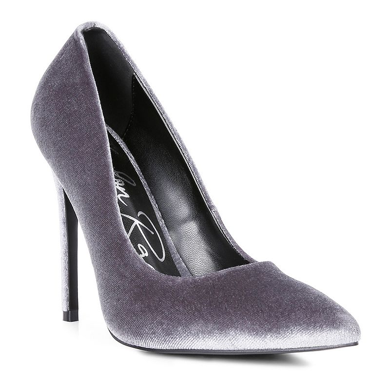 London Rag Janessa Women's Velvet Pumps, Size: 6, Gray