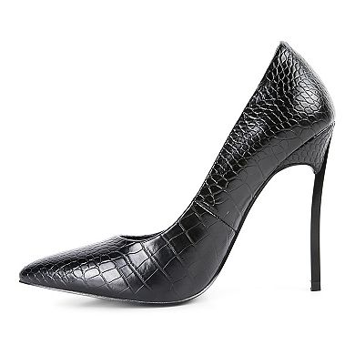 London Rag Urchin Women's Crocodile Pattern Pumps