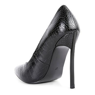 London Rag Urchin Women's Crocodile Pattern Pumps