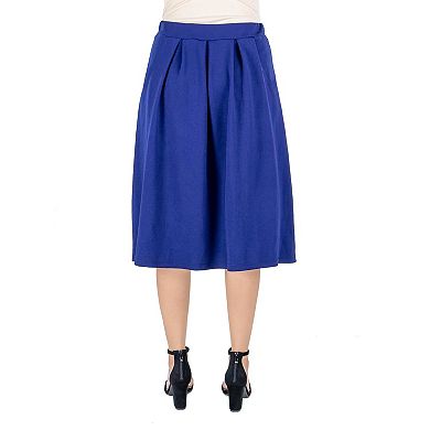 Women's 24Seven Comfort Apparel Solid Pleated Midi Skirt