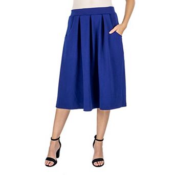Women's 24Seven Comfort Apparel Solid Pleated Midi Skirt