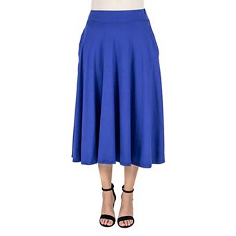 Women's 24Seven Comfort Apparel Solid A-Line Midi Skirt