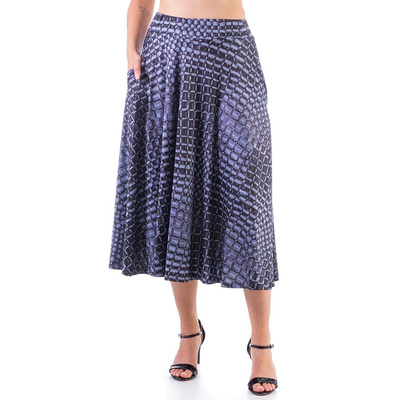 Womens 24Seven Comfort Apparel Multicolor Pleated Midi Skirt, Size: Small,