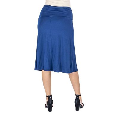 Women's 24Seven Comfort Apparel Solid A-Line Midi Skirt