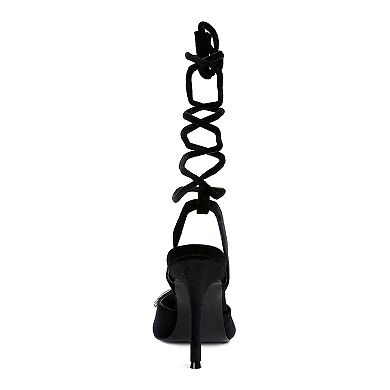 London Rag Big Treat Women's Velvet Tie-Up High Heels