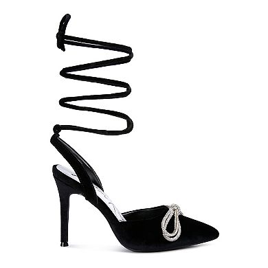 London Rag Big Treat Women's Velvet Tie-Up High Heels