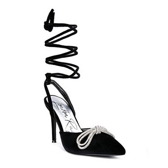London Rag Big Treat Women's Velvet Tie-Up High Heels