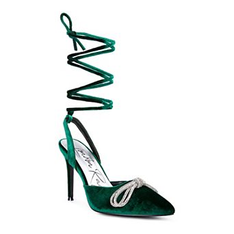 London Rag Big Treat Women's Velvet Tie-Up High Heels