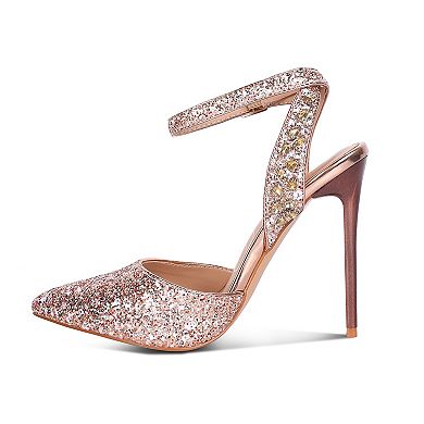 London Rag Cloriss Women's Glitter Stiletto High Heels