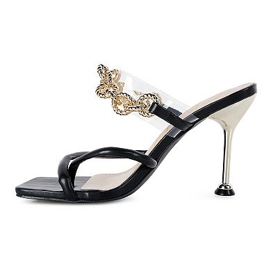 London Rag Social Bee Women's Chain-Link Strap Dress Sandals