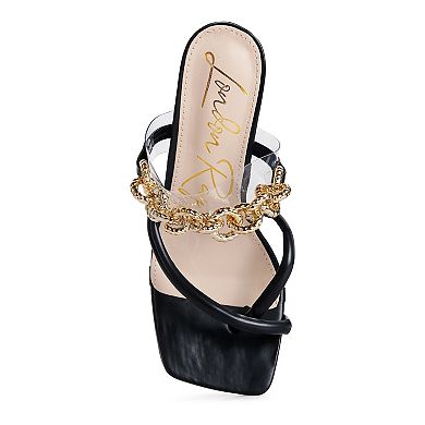 London Rag Social Bee Women's Chain-Link Strap Dress Sandals