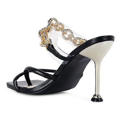 London Rag Social Bee Women's Chain-Link Strap Dress Sandals