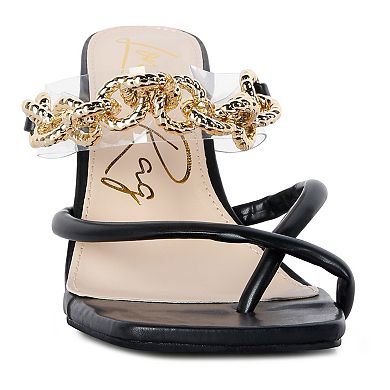 London Rag Social Bee Women's Chain-Link Strap Dress Sandals