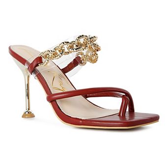 London Rag Social Bee Women's Chain-Link Strap Dress Sandals