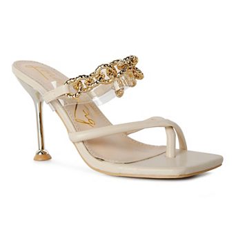 London Rag Social Bee Women's Chain-Link Strap Dress Sandals