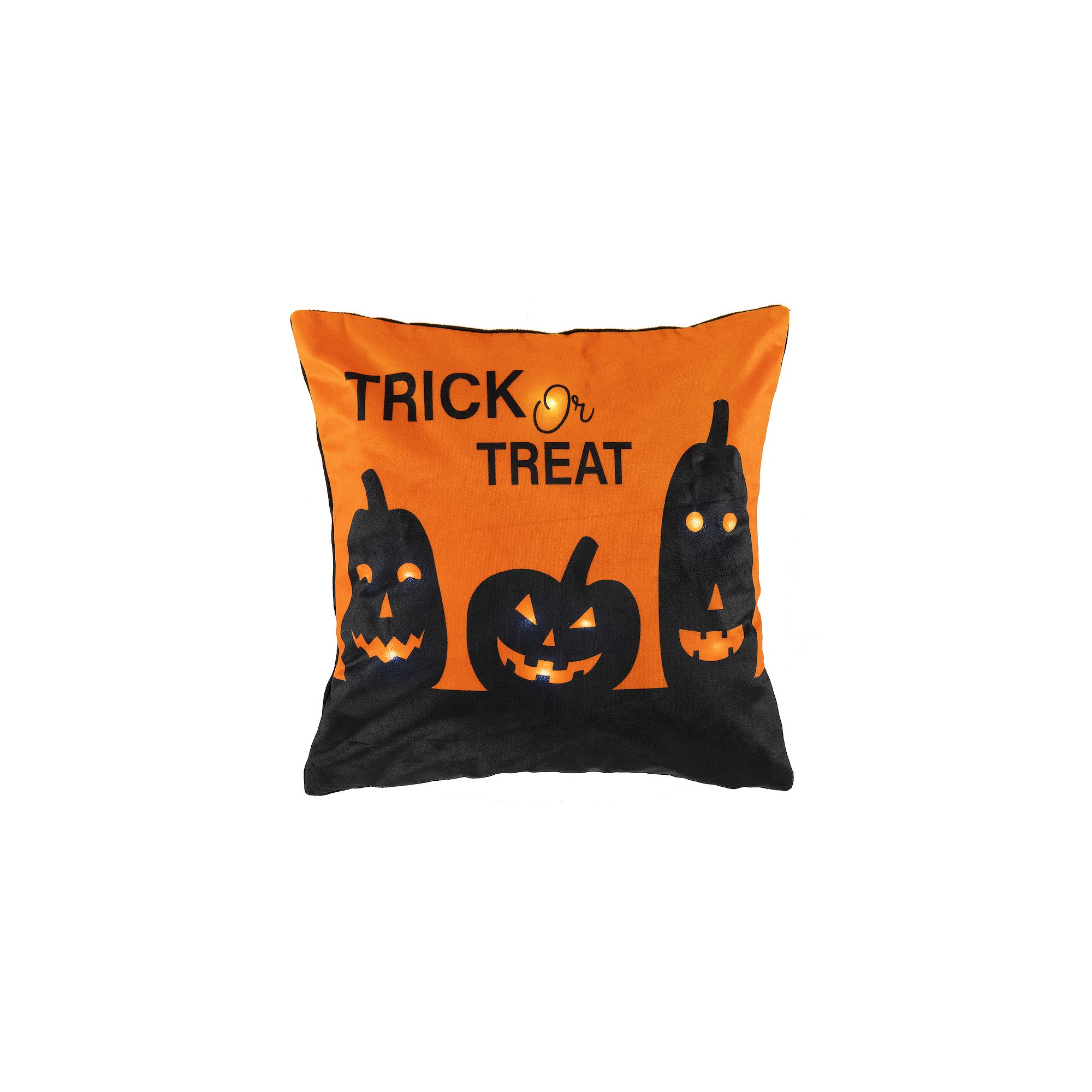 Lush Decor Trick Or Treat Pumpkin LED Decorative Pillow, Orange