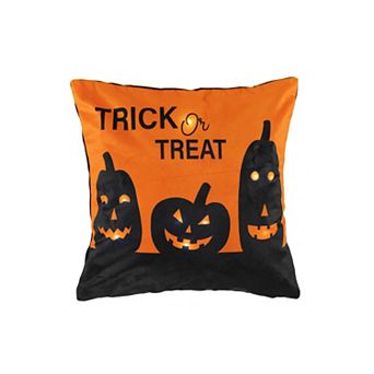 Lush Decor Trick Or Treat Pumpkin LED Decorative Pillow