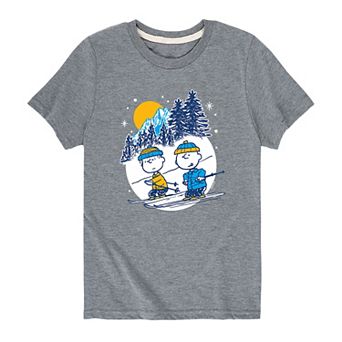 Boys 8-20 Peanuts Charlie Linus Skiing Tee