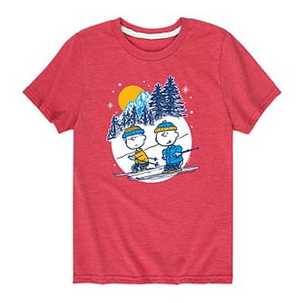 Boys 8-20 Peanuts Charlie Linus Skiing Tee