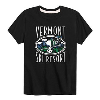 Boys 8-20 Peanuts Vermont Ski Resort Tee