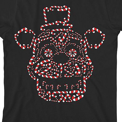 Boys 8-20 Five Nights at Freddy's Christmas Candy Cane Face Graphic Tee